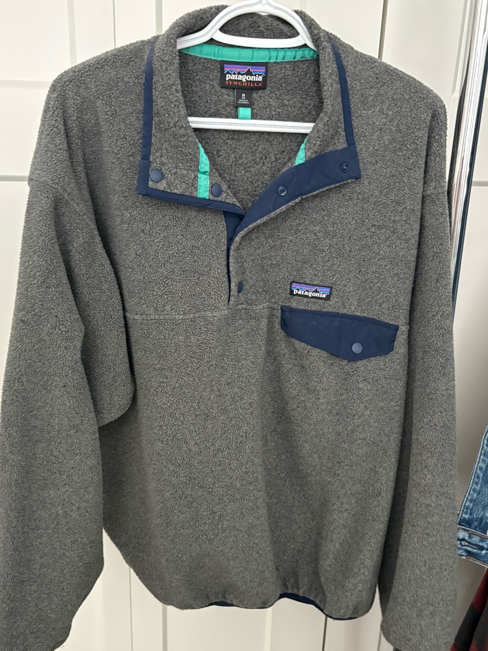 Patagonia Men’s Gray Synchilla Snap‑Fleece Pullover